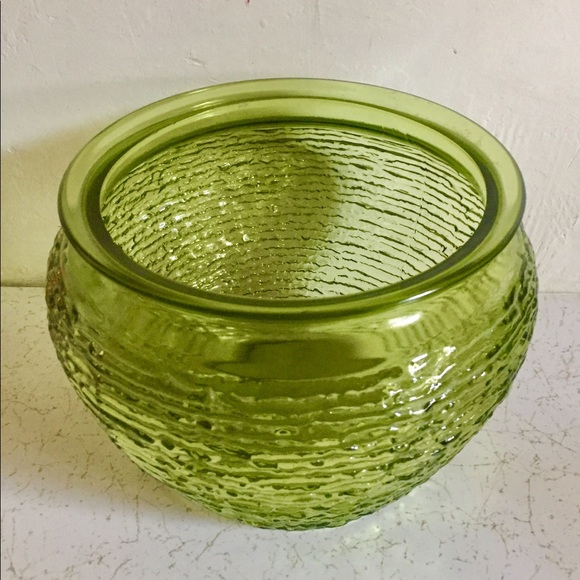 Mid Century Avocado Green Stippled Vase Rose Bowl - Picture 2 of 15